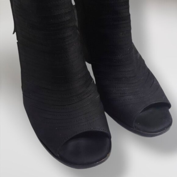 Paul Green 543 5135-12 Black Leather Peep-Toe Booties – US Size 7 - Picture 5 of 9